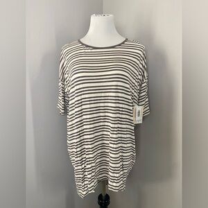 LuLaRoe Irma Tunic Style Top NWT Off White Brown Stripes
